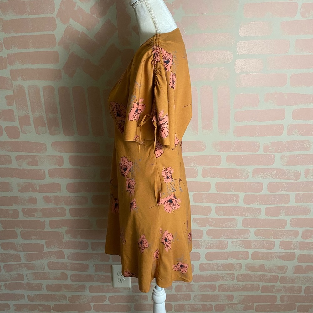 Free People Drapey Melanie Printed Mini Dress Mustard Floral 0 - Picture 5 of 10